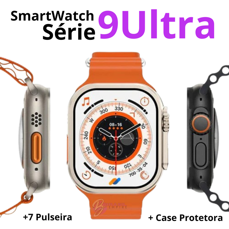 SmartWatch Serie 9 Ultra + Kit com 7 Pulseira (BRINDE!) + Case de Proteção