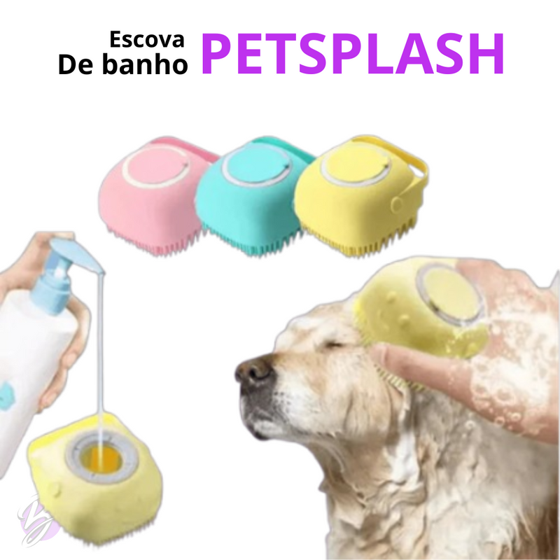 Escova de Banho PetSplash™ 2 em 1: Prática e Refrescante